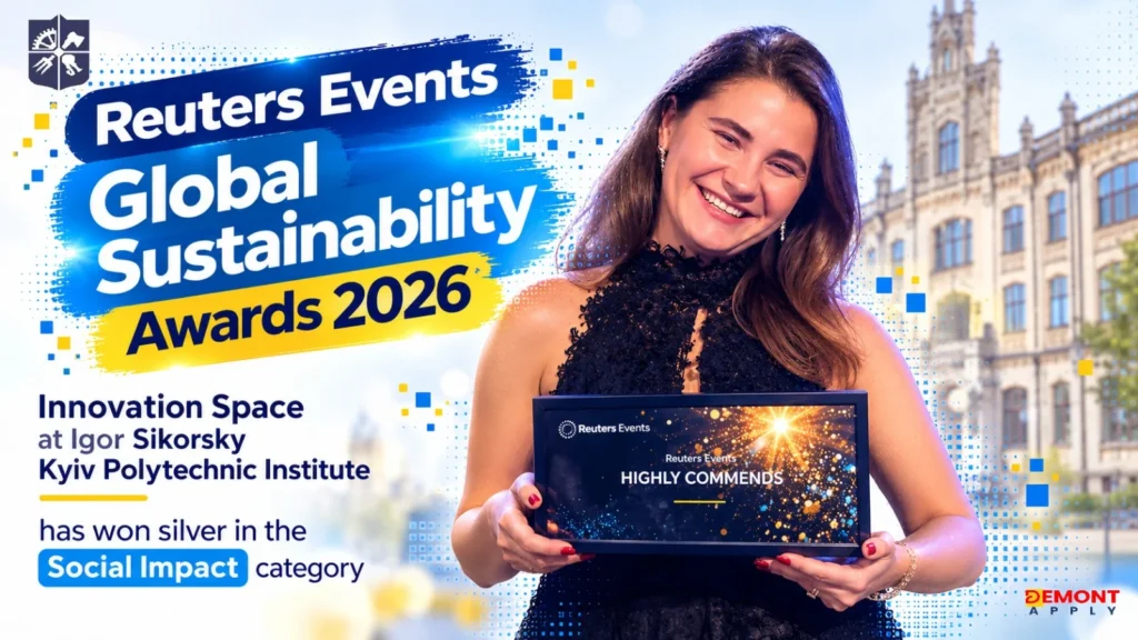 Innovation Space team at Igor Sikorsky Kyiv Polytechnic Institute celebrating the Reuters Events Global Sustainability Awards 2026