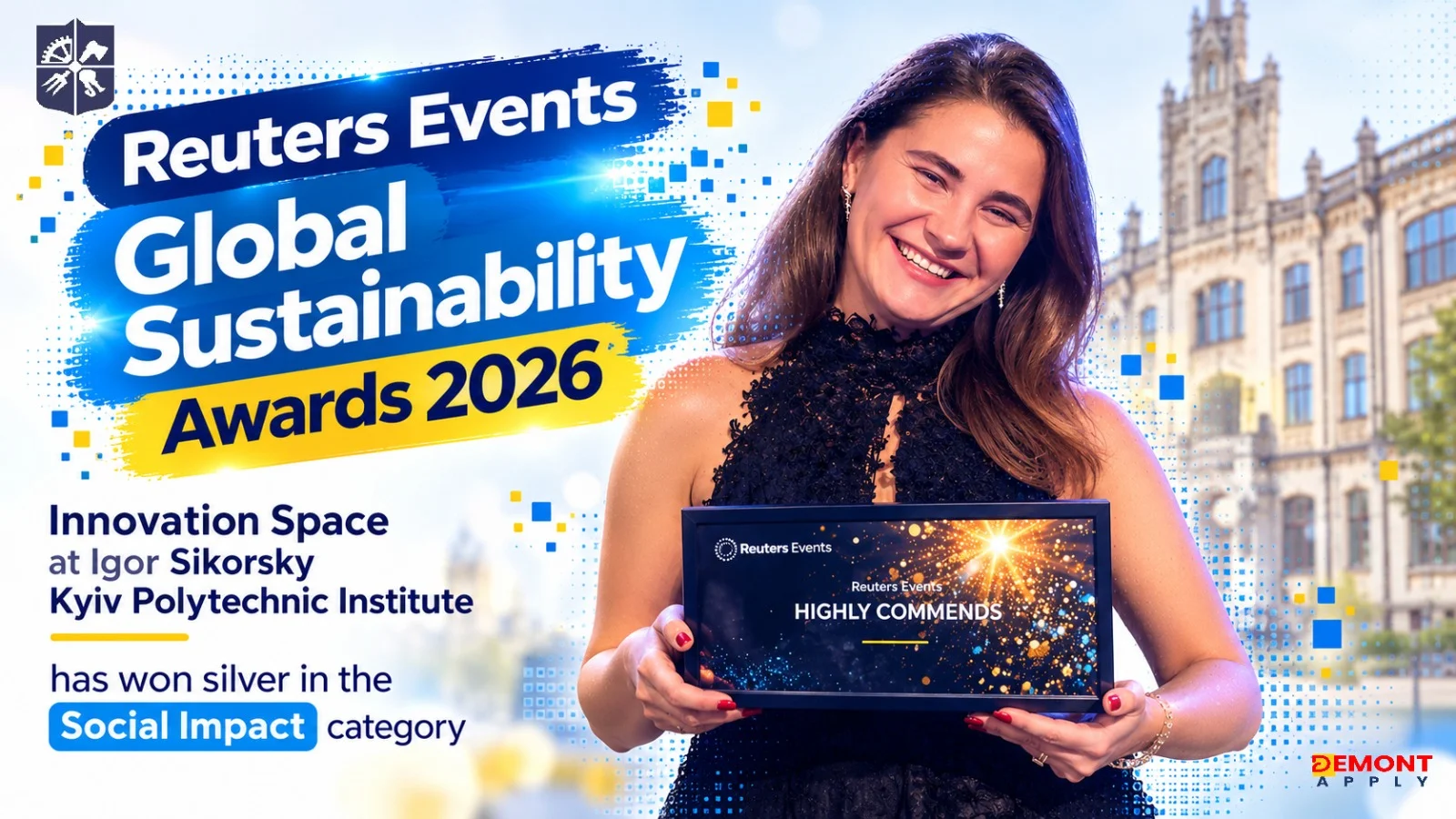 Innovation Space team at Igor Sikorsky Kyiv Polytechnic Institute celebrating the Reuters Events Global Sustainability Awards 2026