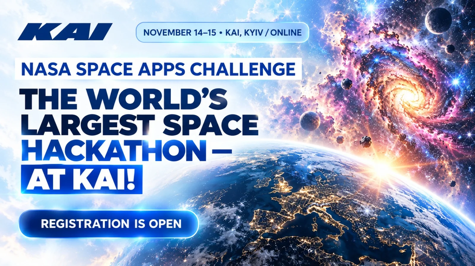NASA Space Apps Challenge 2026 hackathon at Kyiv Aviation Institute (KAI)