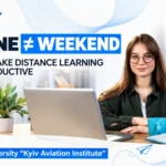 Student studying remotely at a desk during an online class